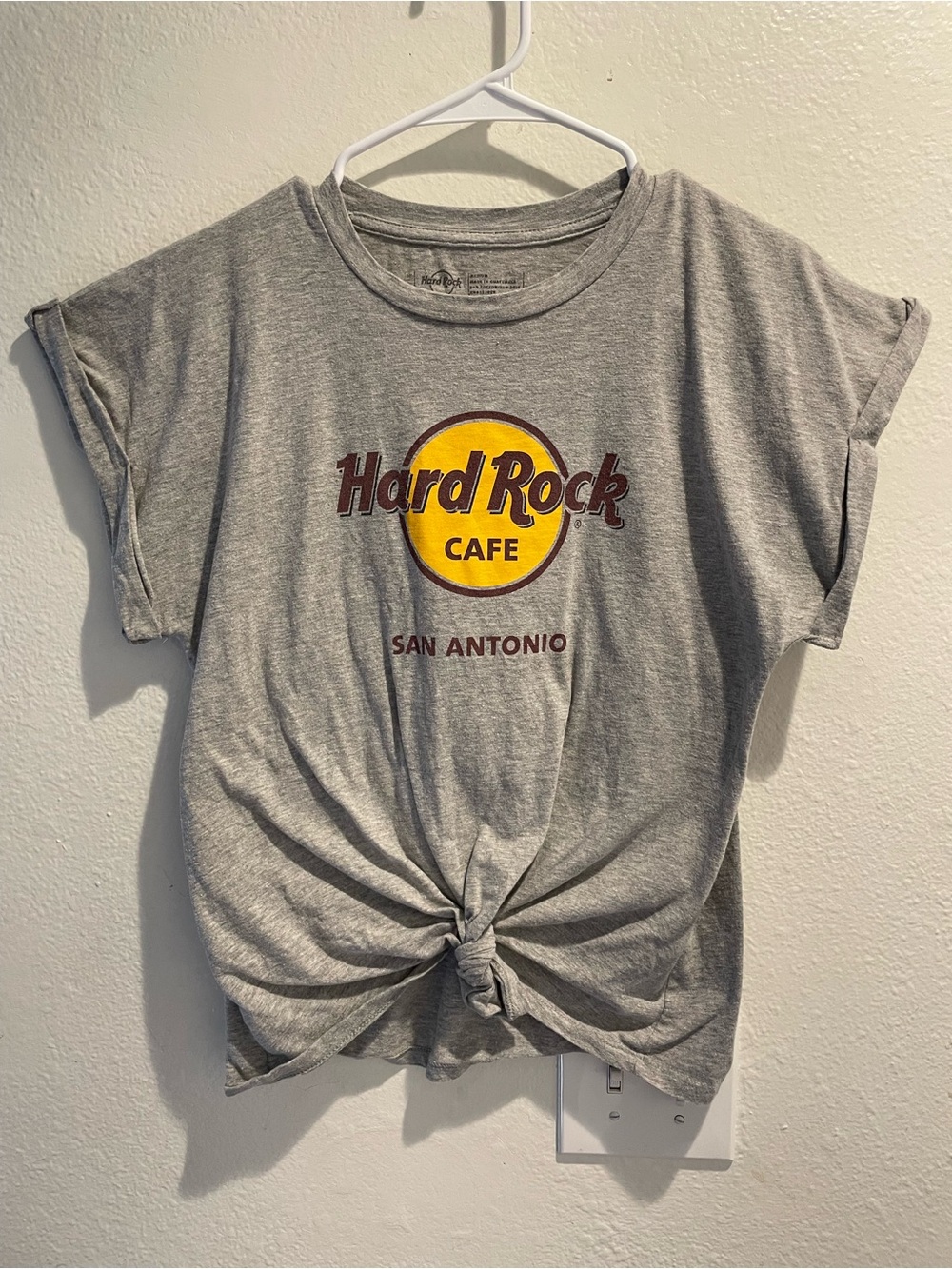 🎸 Hard Rock Cafe San Antonio Knotted Tie-Front Crop Tee M ⚡️